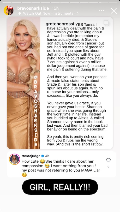 RHOC Tamra Judge Pokes Fun at Maga Liar Gretchen Rossi Amid IG Feud
