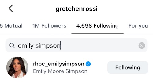 RHOC Gretchen Rossi is Still Following Emily Simpson on Instagram