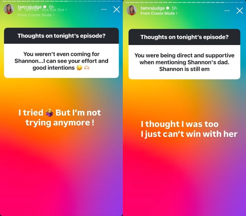 RHOC's Tamra Judge Says She's Not Trying With Shannon Beador Anymore