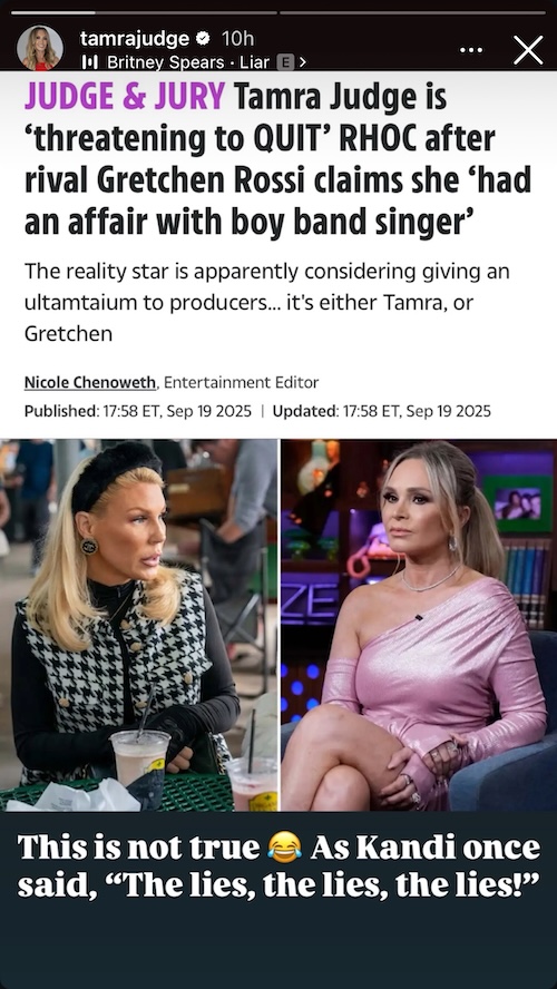 RHOC Tamra Judge Denies Threatening to Quit Due to Gretchen Rossi Affair Claims