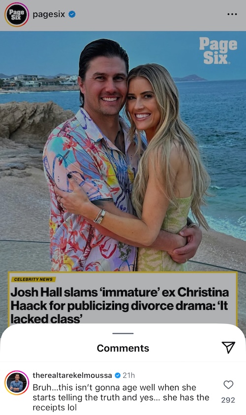 Tarek El Moussa Slams Josh Hall for Shading Ex Wife Christina