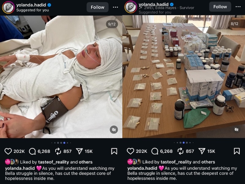 RHOBH Yolanda Hadid Shares Pic of Bella in Hospital with Medication