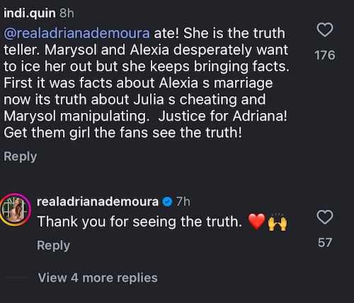 RHOM Adriana de Moura Reacts to Fan Applauding Her for Spreading Truth