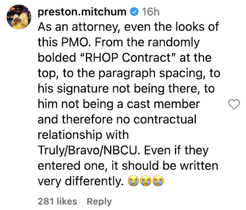 Preston Mitchum Weighs in on Stacey and TJ's Alleged RHOP Contract