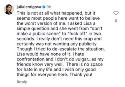 RHOM Julia Lemigova Denies Lisa Hochstein's Side of Airport Story