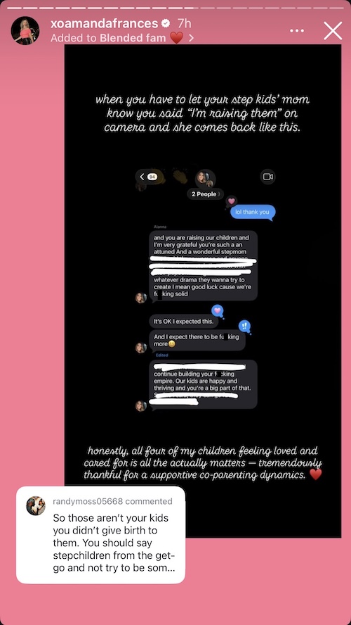 RHOBH Amanda Frances Leaks DMs From Step Children's Mom