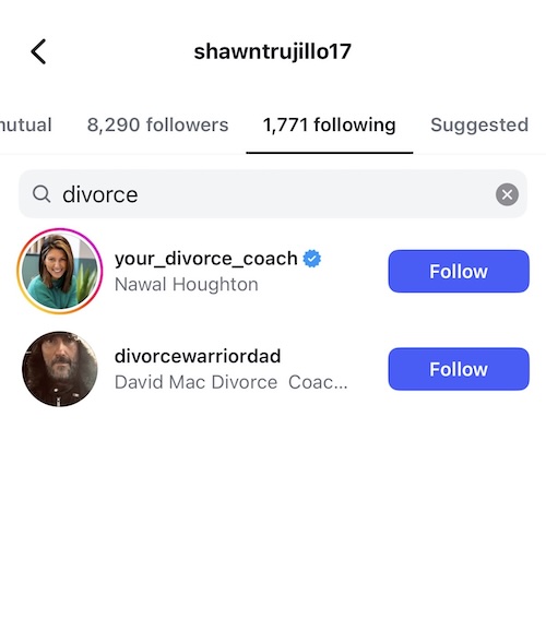 RHOSLC Shawn Trujillo Follows Divorce Accounts on Instagram