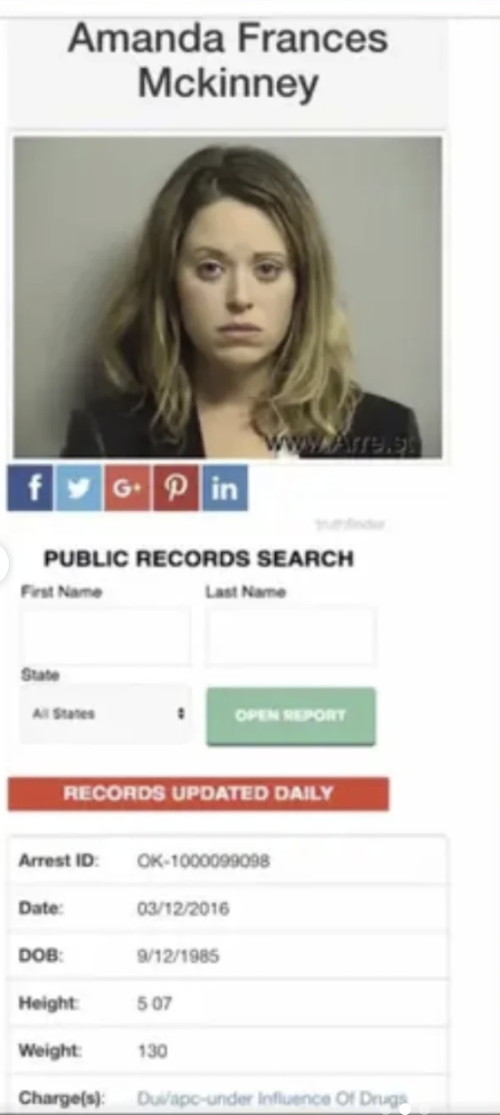 RHOBH Amanda Frances Mug Shot for Alleged DUI