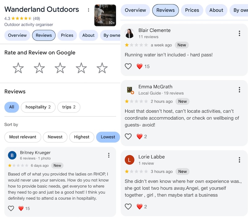 RHOP Fans Flood Angel Massie's Wanderland Outdoors Business With Negative Reviews