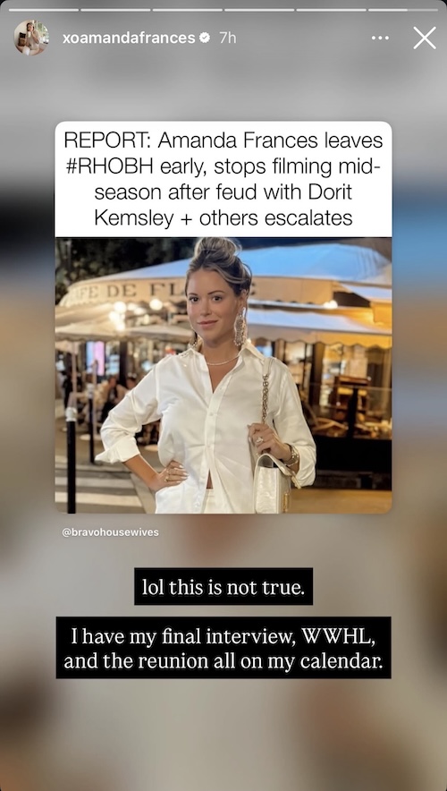 Amanda Frances Denies She Quit RHOBH Midway Through Season