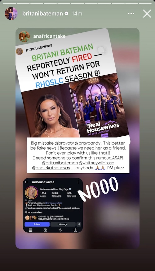 Britani Bateman Reacts to Rumor Suggesting She Was Fired From RHOSLC