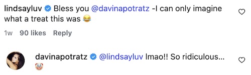 Davina Potratz Shades Amanda Frances as Ridiculous and a Clown