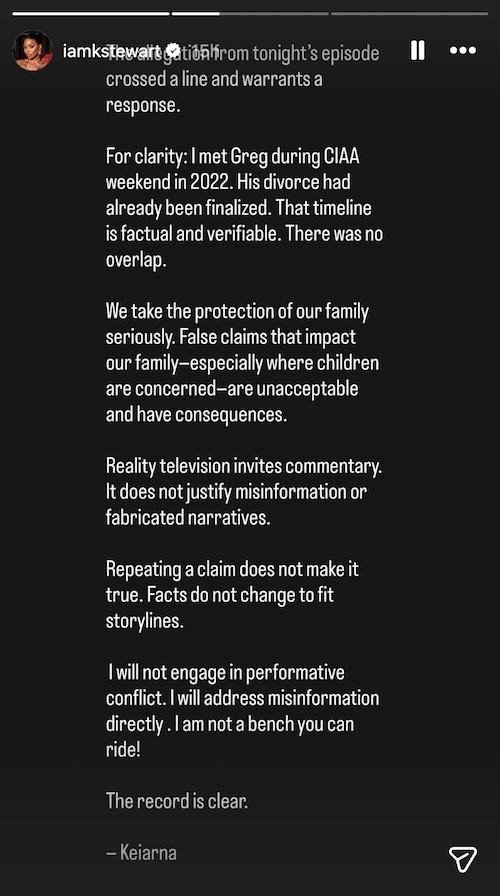 RHOP Keiarna Stewart Slams Jassi Rideaux's Claim She Stole Greg Diggs From Ex Wife