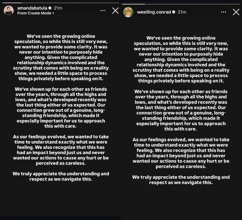 Summer House Amanda Batula and West Wilson Break Silence With Joint Statement