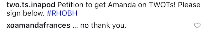 RHOBH Amanda Frances Declines Invitation to Teddi Mellencamp's Podcast