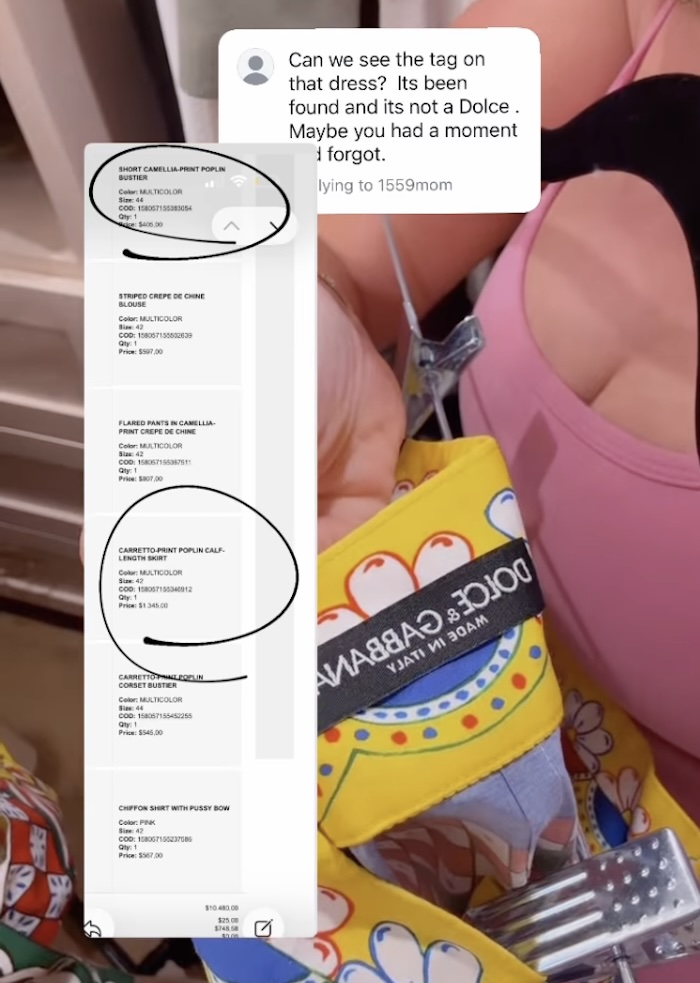 RHOBH Amanda Frances Shows Reciepts After Being Accused of Wearing Fake Dolce and Gabbana Dress