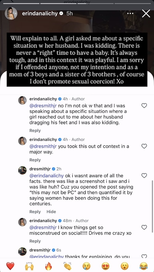 RHONY Erin Lichy Defends Herself After Joking About Tricking Man Into Having a Baby