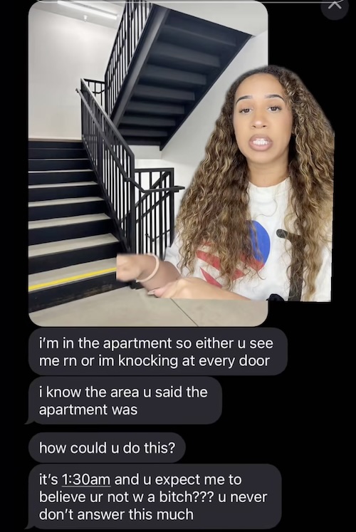 Love Island Huda Mustafa in Louis' Ex's Apartment Building