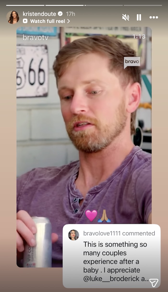 The Valley Kristen Doute Reacts to Luke Broderick Opening Up About Intimacy Issues