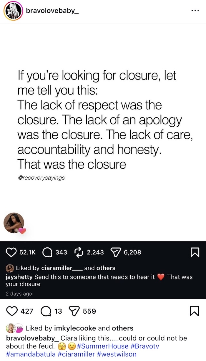 Summer House Kyle Cooke Likes Post Seemingly Shading Amanda