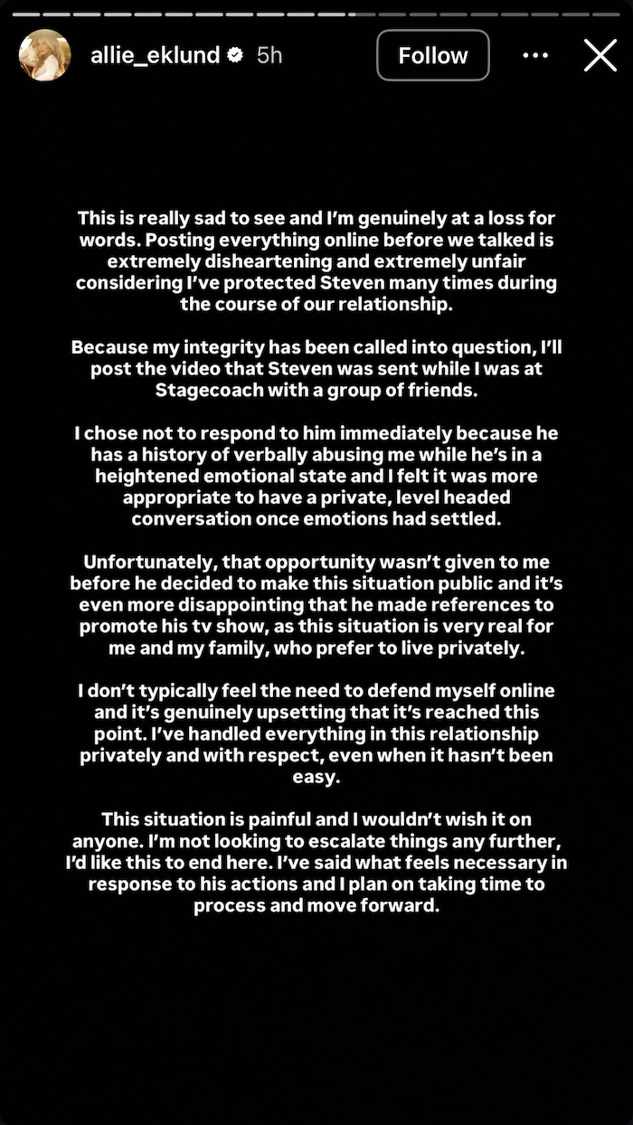 Allie Eklund Reacts to Steven McBee Cheating Accusations