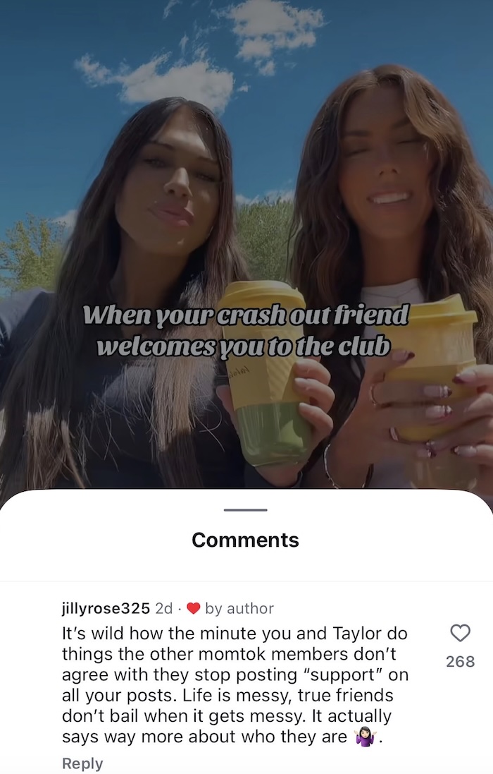 SLOMW Jessi Draper Shades MomTok for Lack of Support