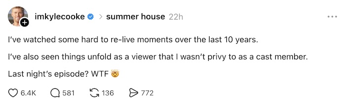 Kyle Cooke Asks WTF to Summer House Episode With Amanda and West