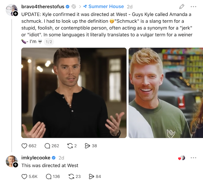 Kyle Cooke Confirms He Called West a Schmuck at Summer House Reunion