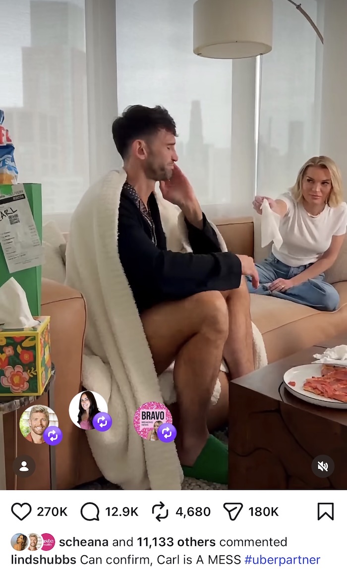 Summer House Lindsay Hubbard Hands Carl a Tissue in UberEats Ad