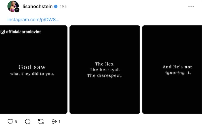 RHOM Lisa Hochstein Shares Cryptic Messages on Threads After Jody Glidden's Arrest