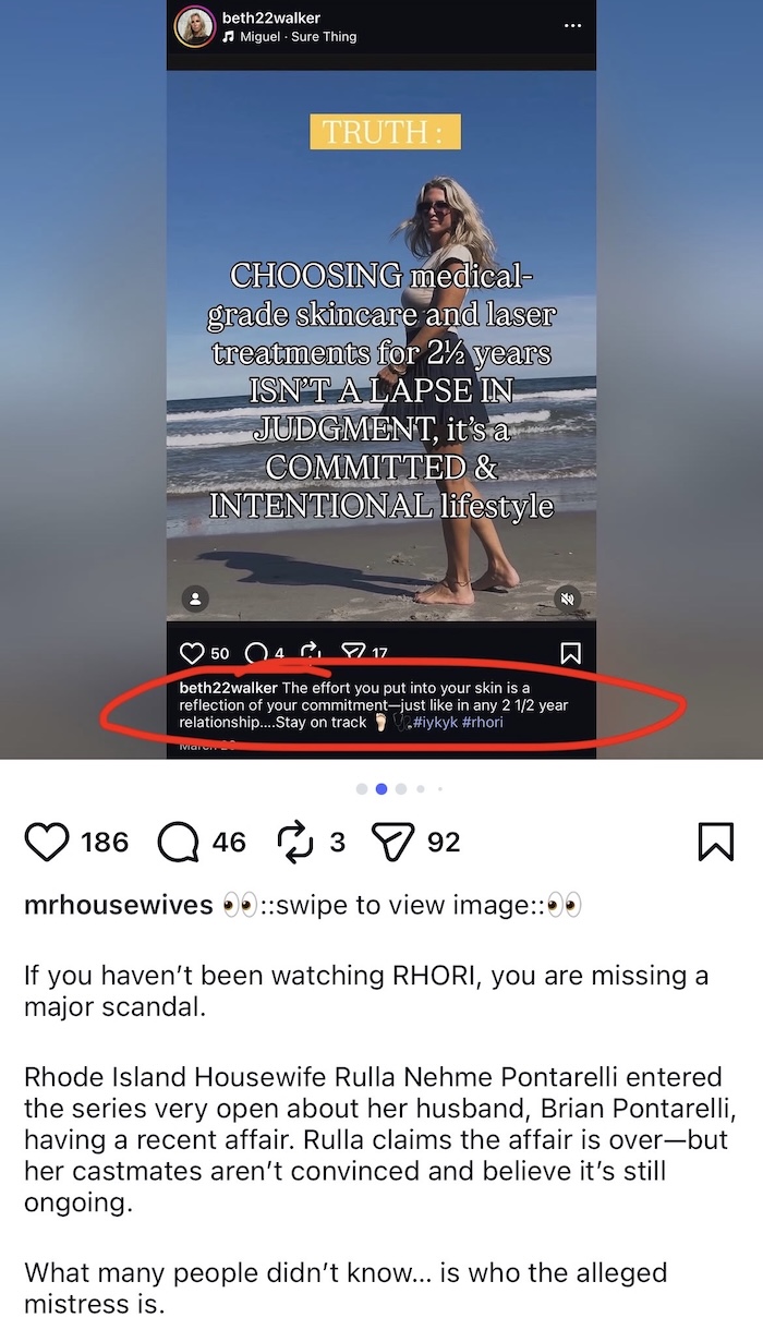 Rulla Pontarelli's Husband Brian's Mistress Mentions RHORI on Instagram