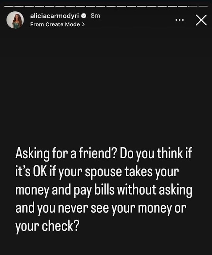 RHORI Alicia Carmody Hints Bill is Taking Her Money