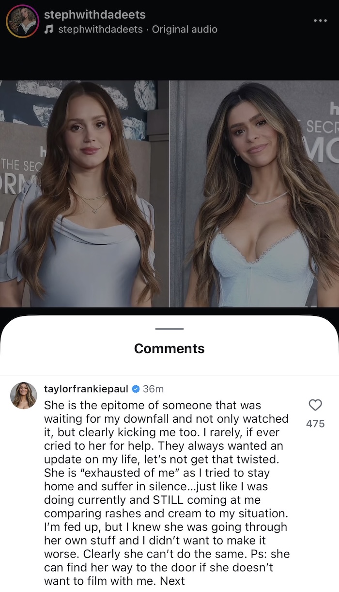 SLOMW Taylor Frankie Paul Accuses Mikayla Matthews of Hoping for Her Downfall