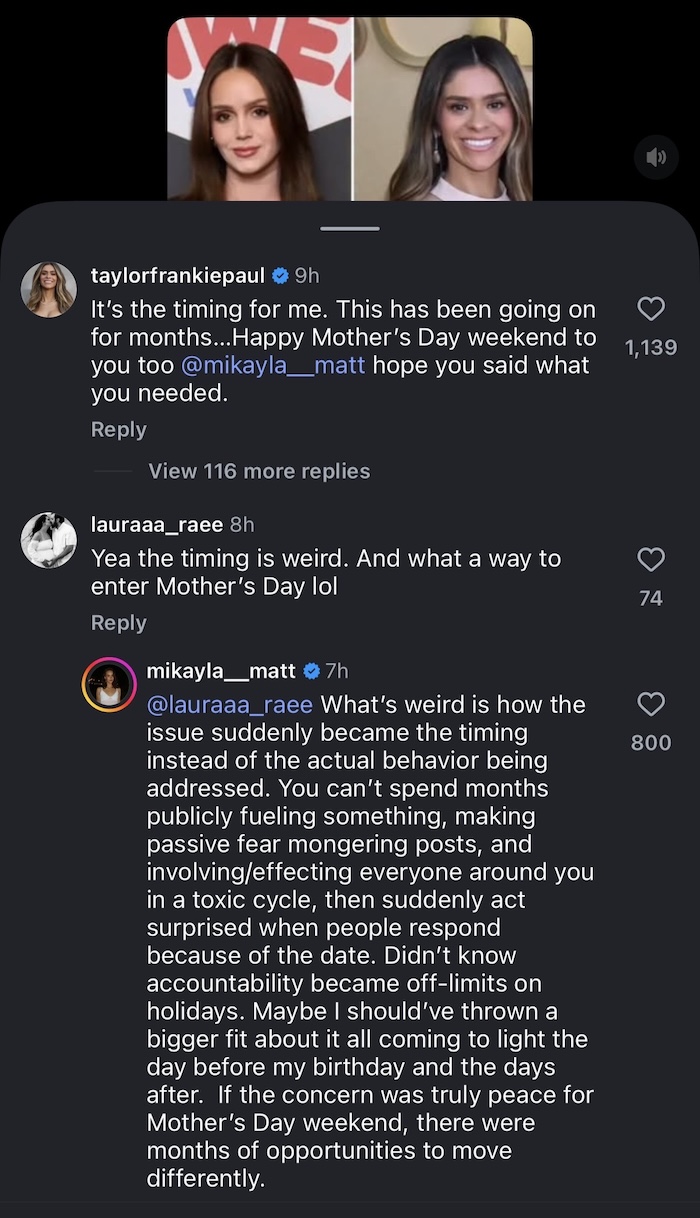 SLOMW Taylor Frankie Paul Shades Timing of Mikayla Matthews Post