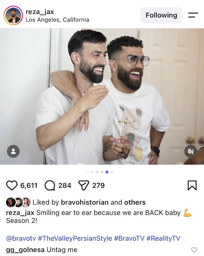 GG Gharachedaghi Tells Reza Jackson to Untag Her From The Valley Persian Style Season 2 Post