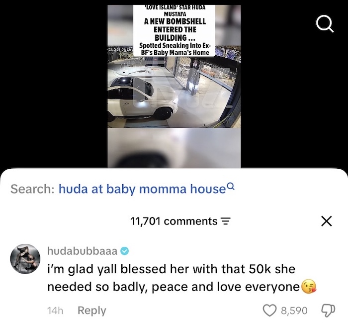 Love Island Huda Mustafa Shades Ex Louis' Baby Mama After Getting Caught Sneaking Into Her LA Apartment Complex