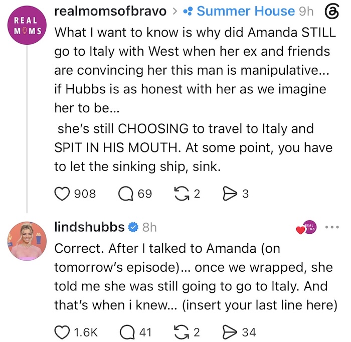 Summer House Lindsay Hubbard Agrees Amanda Batula Has Chosen to Stay in Troubled Romance With West Wilson