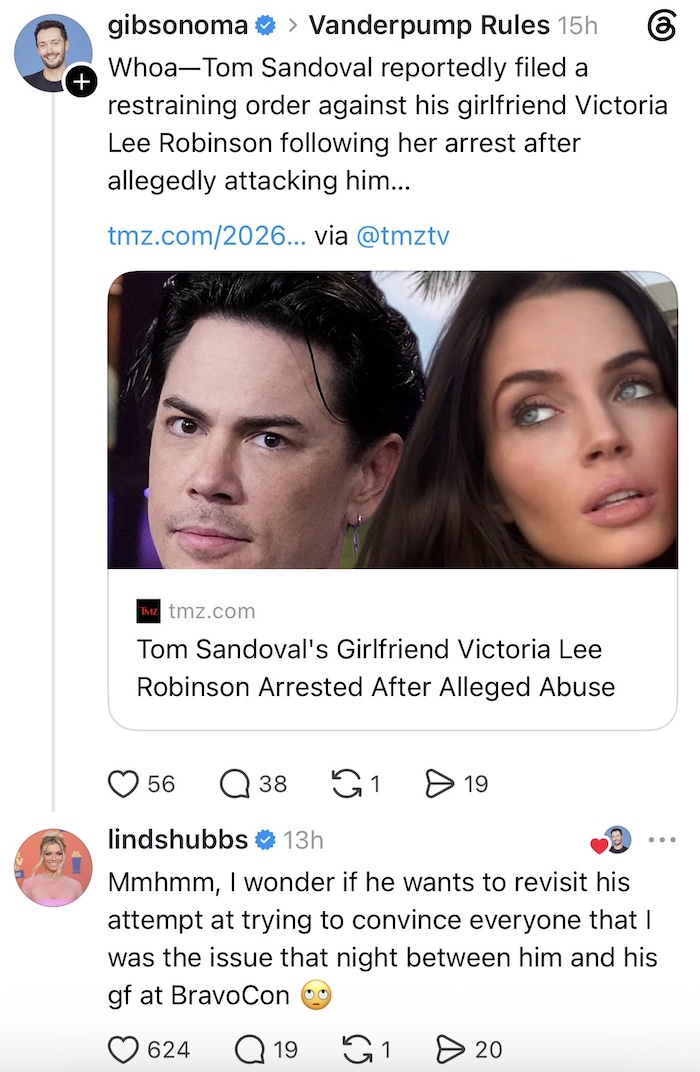 Summer house Lindsay Hubbard Reacts to Tom Sandoval Accusing Girlfriend Victoria of Assault After BravoCon Encounter