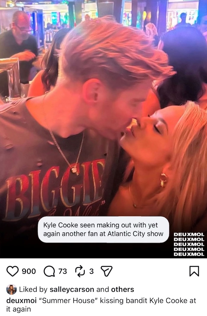 Southern charmer Salley Carson reacts to Kyle Cooke's kiss with a fan