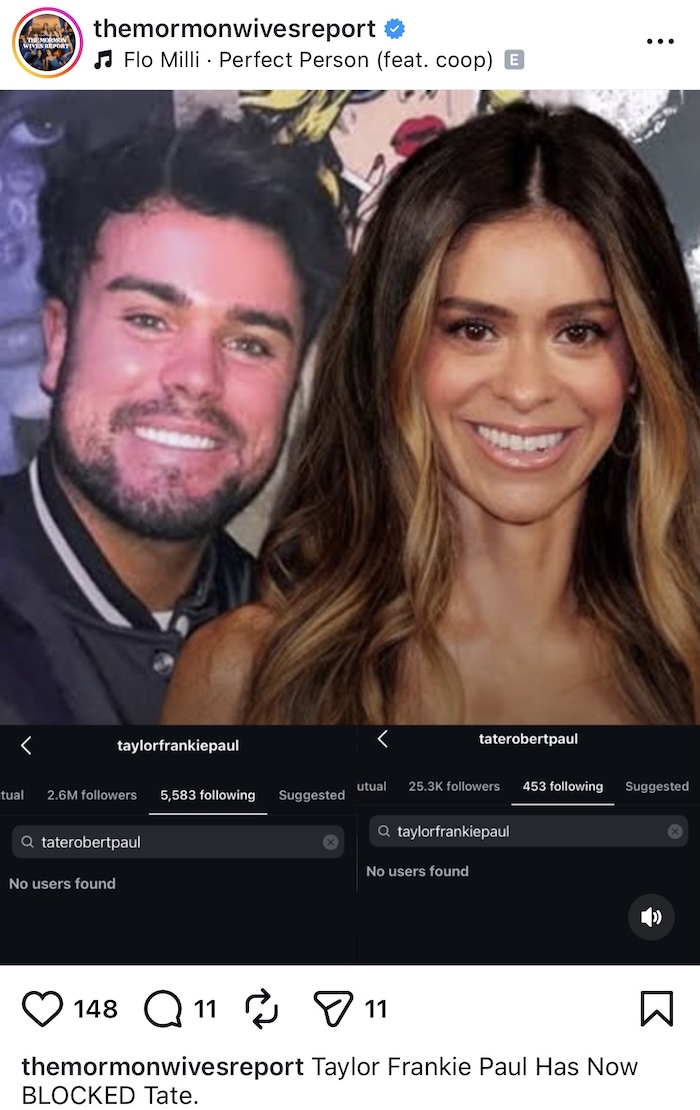 SLOMW Taylor Frankie Paul Blocks Ex-Husband Tate on Instagram