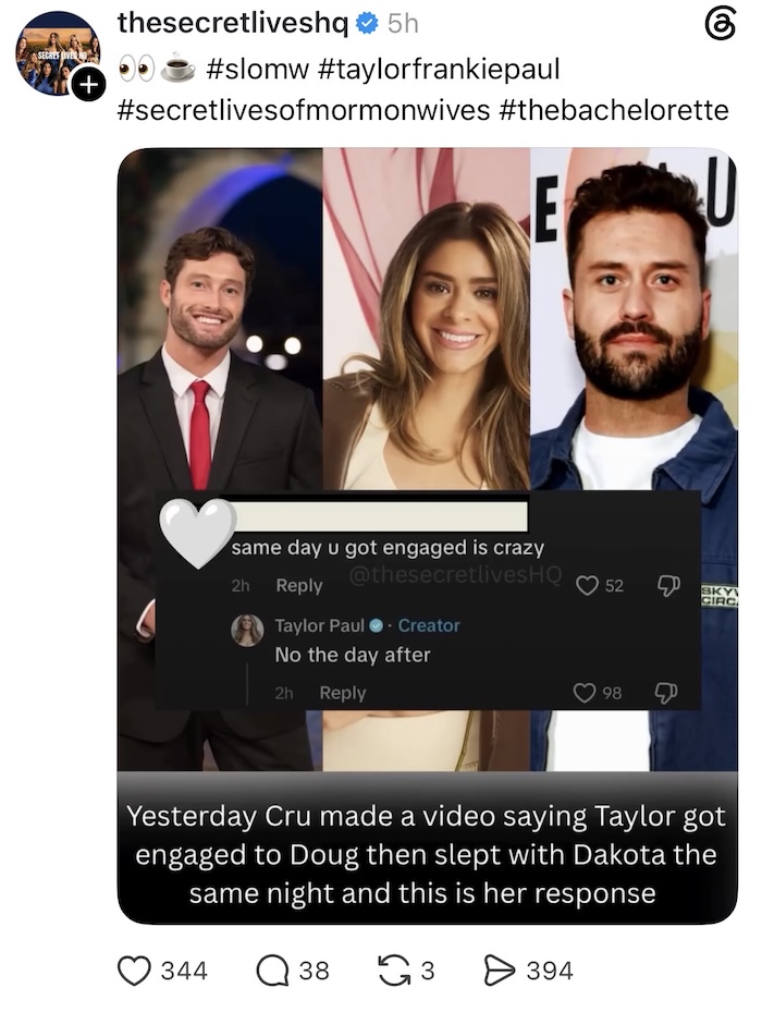 Taylor Frankie Paul Slept With Dakota the Day After Getting Engaged to Doug Mason