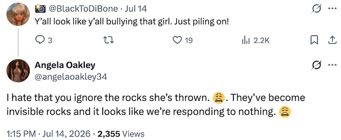 RHOA Angela Oakley Denies Piling on and Bullying Shamea Morton
