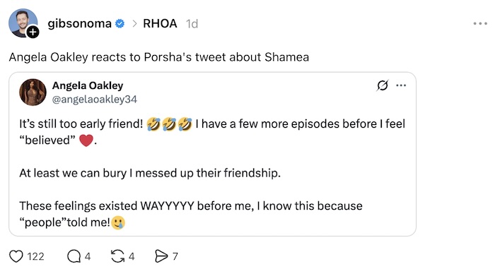 RHOA Angela Oakley Responds to Porsha Williams Calling Out Shamea Morton Amid Feud