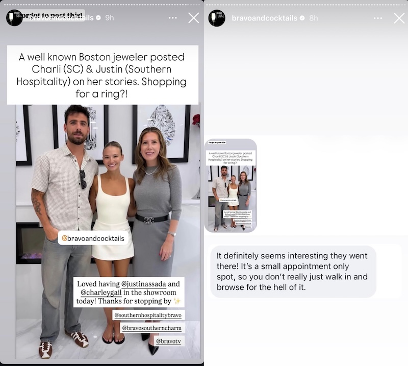 Southern Charm Charley Manley and Justin Assada Spark Engagement Rumors After Jewelry Store Visit