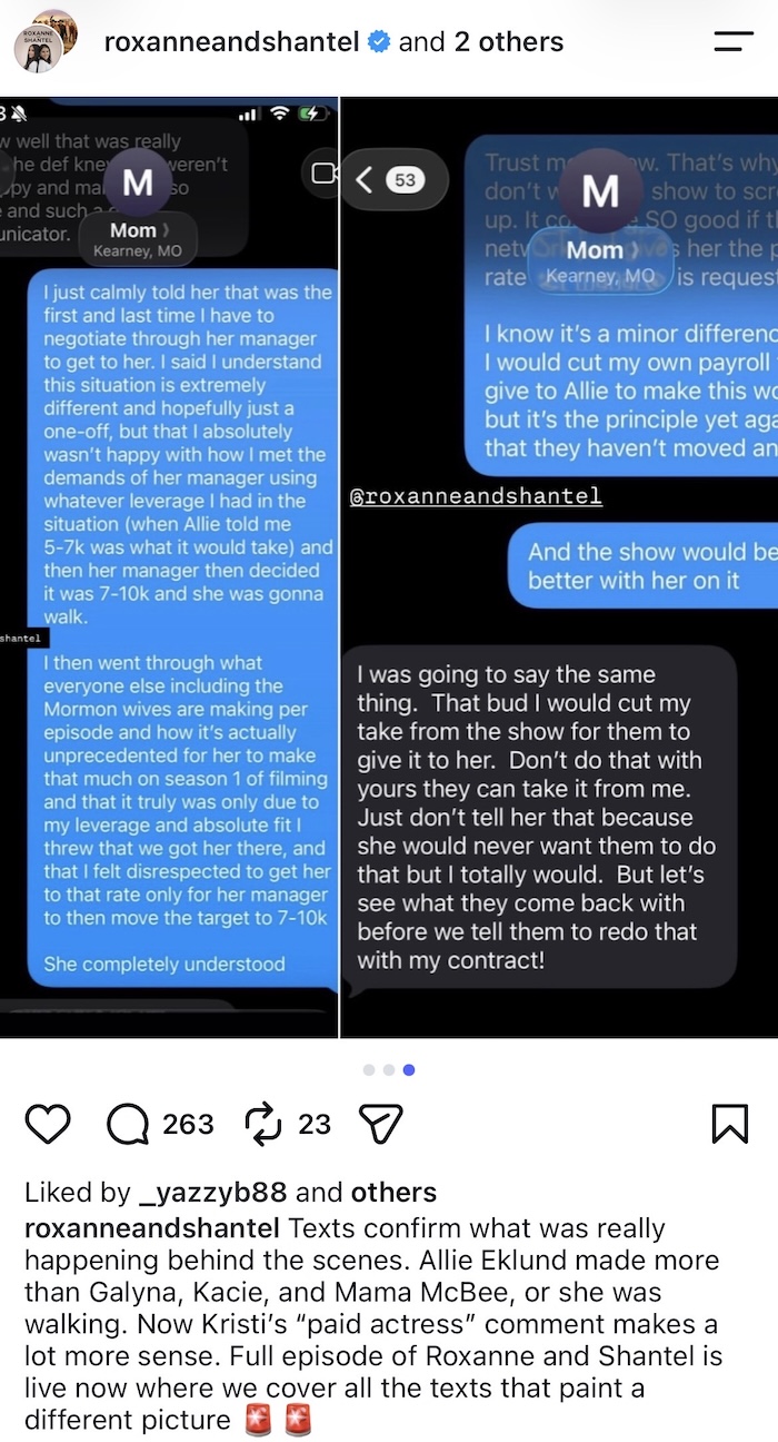 Leaked Text Messages Reveal Allie Eklund Contract Negotations for McBee Dynasty