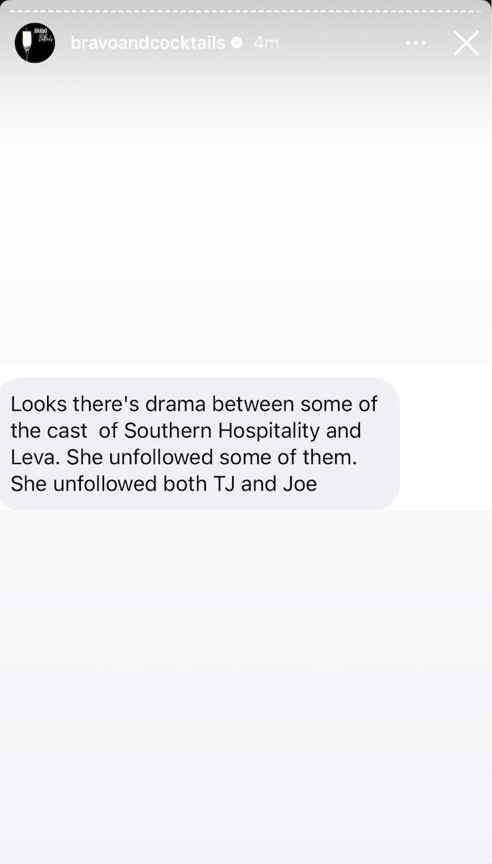 Leva Bonaparte Unfollows TJ Dinch and Joe Bradley Amid Claims of Drama With Southern Hospitality Cast