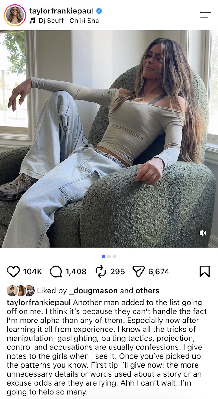 SLOMW Taylor Frankie Paul Offers Thoughts on Experiences With Men as Doug Mason Reacts
