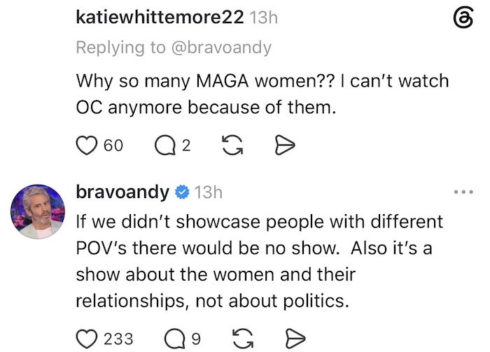 Andy Cohen Reacts to Backlash Over MAGA Women on RHOC