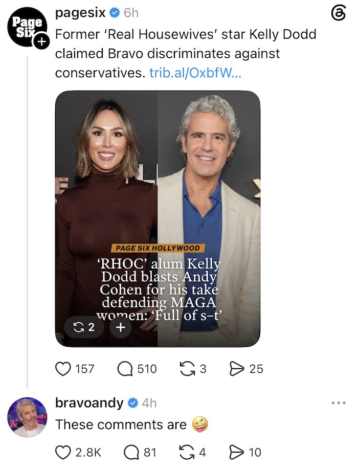 Andy Cohen Shades Kelly Dodd After Defending MAGA Women on Bravo