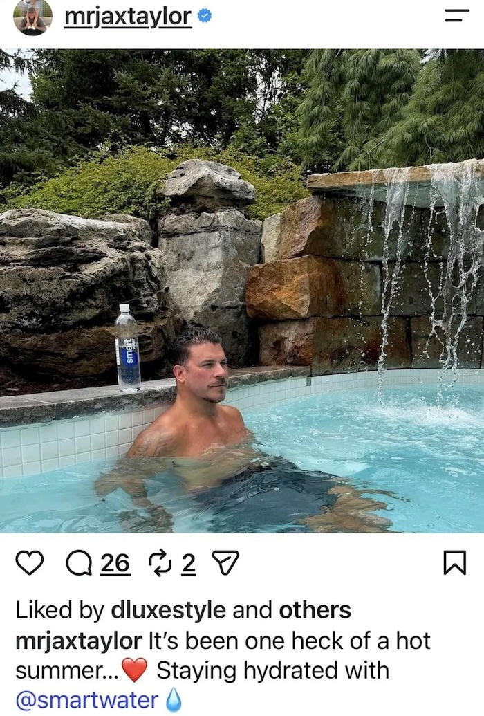 The Valley Jax Taylor Posts Fake Sponsorship With Smartwater on Instagram